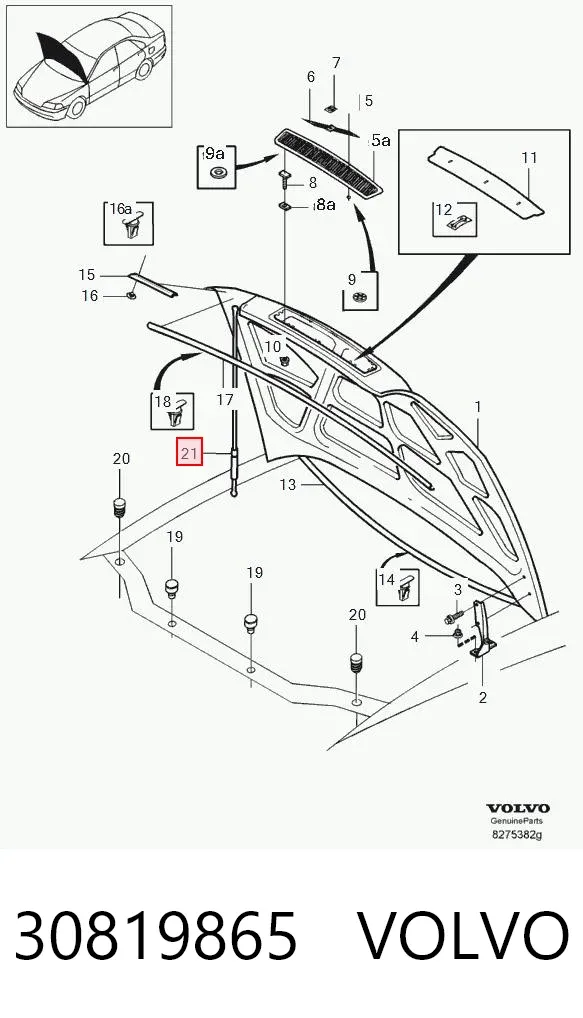 Amortyzator maski 30819865 Volvo