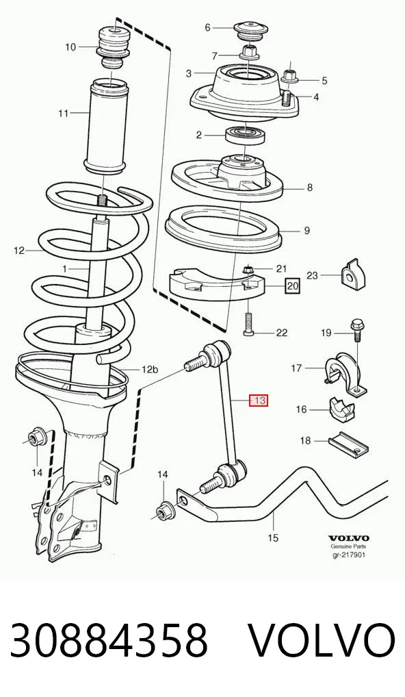 Łącznik stabilizatora przedniego 30884358 Volvo