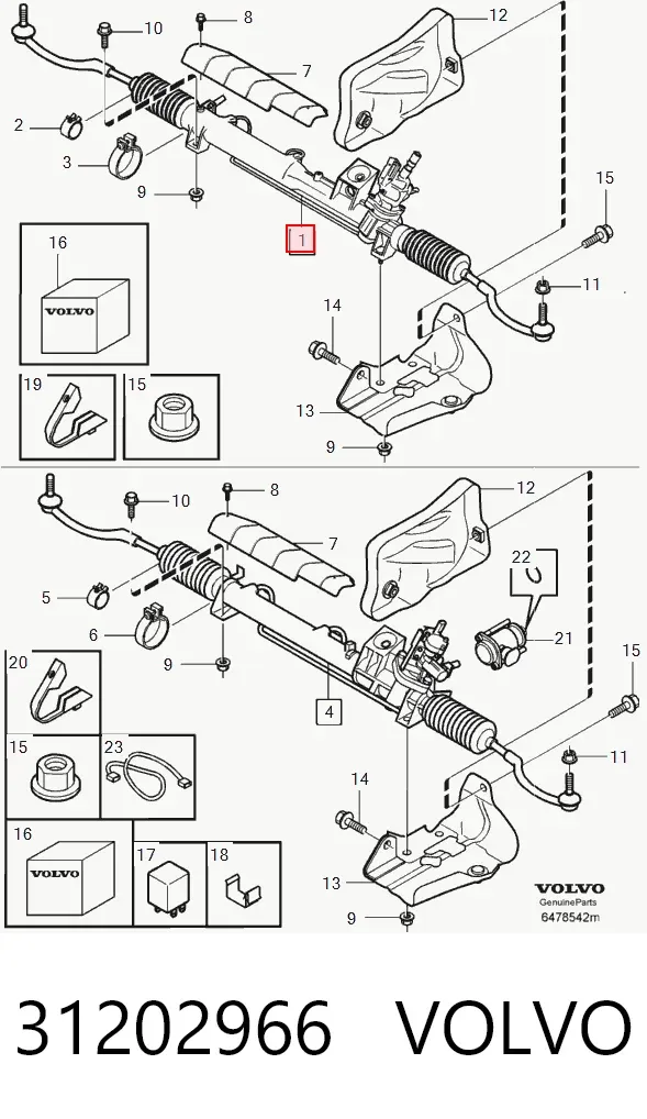Listwa kierownicza (maglownica) 31202966 Volvo