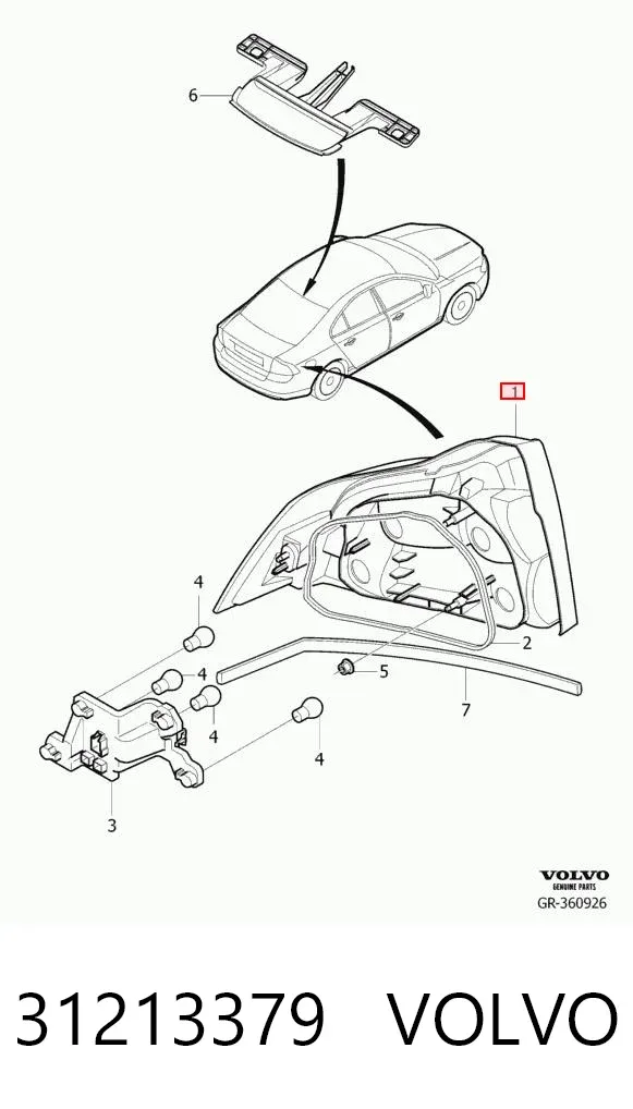 Lampa zespolona tylna lewa Volvo S80 II