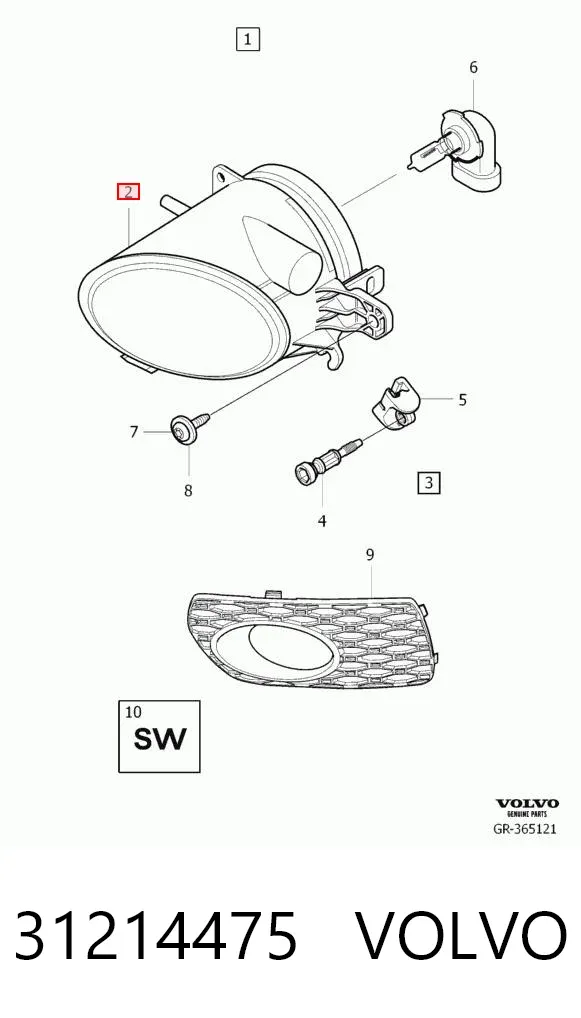 Lampa przeciwmgielna lewa 31214475 Volvo