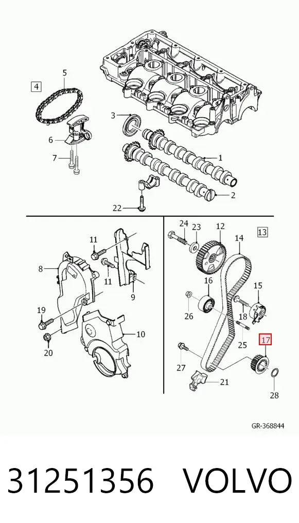 Koło zębate walcowe napędu wałka rozrządu 31251356 Volvo