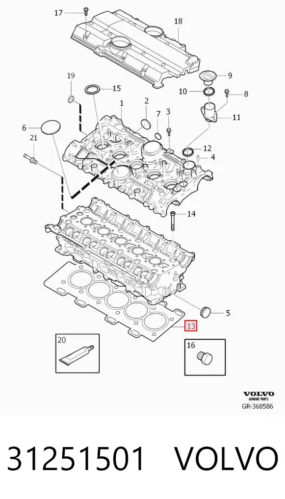 Uszczelka głowicy cylindrów 31251501 Volvo