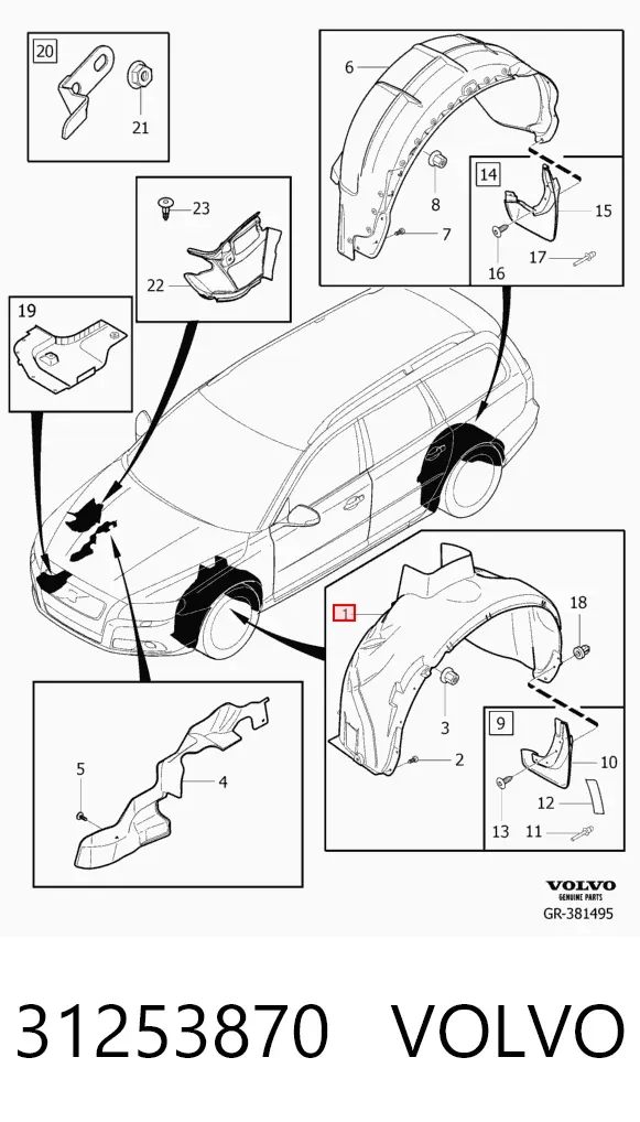 Nadkole błotnika przedniego prawe 31253870 Volvo