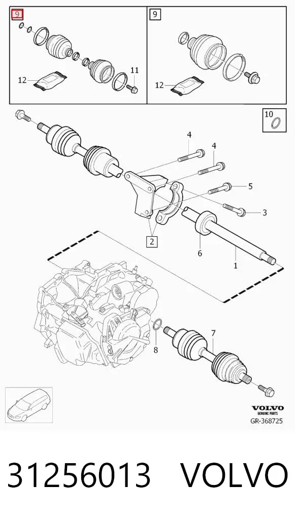 Osłona przegubu homokinetycznego półosi przedniej wewnętrzna 31256013 Volvo