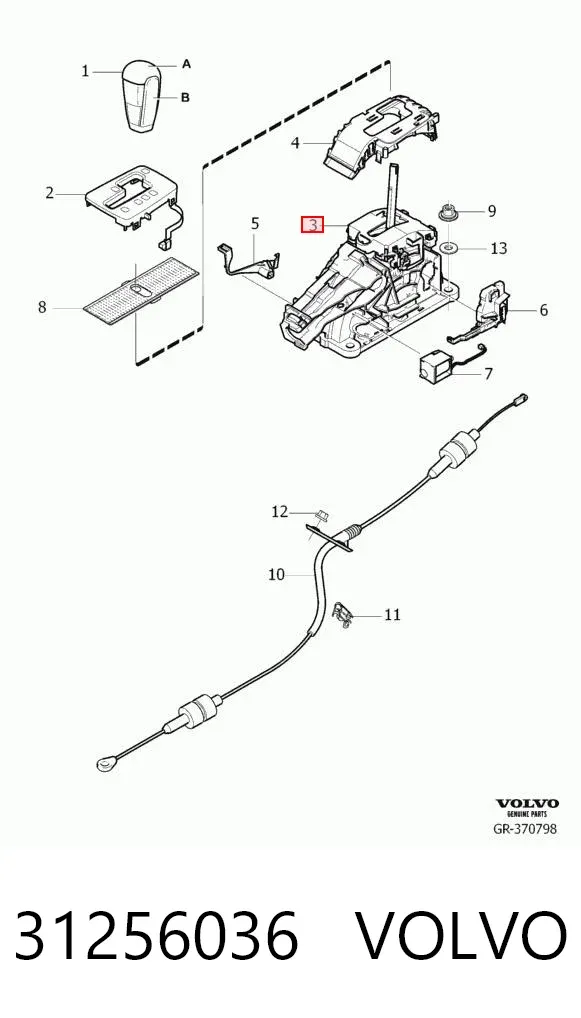 Mechanizm zmiany biegów (cięgno) 31256036 Volvo