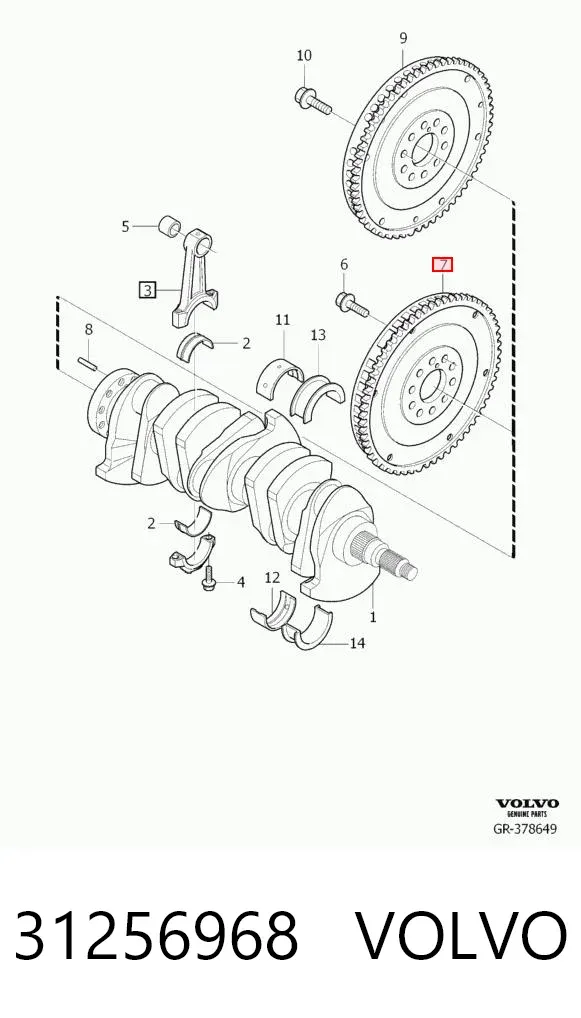 Koło zamachowe silnika 31256968 Volvo