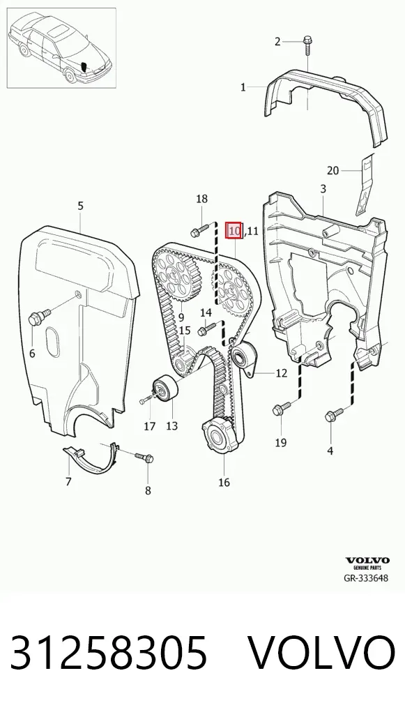 Pasek rozrządu, zestaw 31258305 Volvo