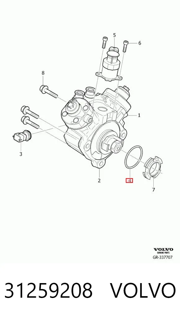 Uszczelka korka wlewu oleju 31259208 Volvo