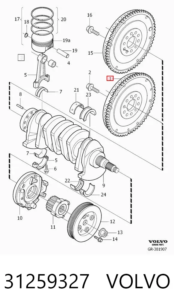 Koło zamachowe silnika 31259327 Volvo