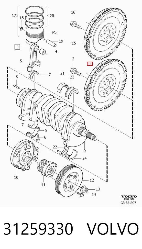 Koło zamachowe silnika 31259330 Volvo