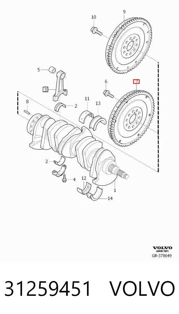 Koło zamachowe silnika 31259451 Volvo