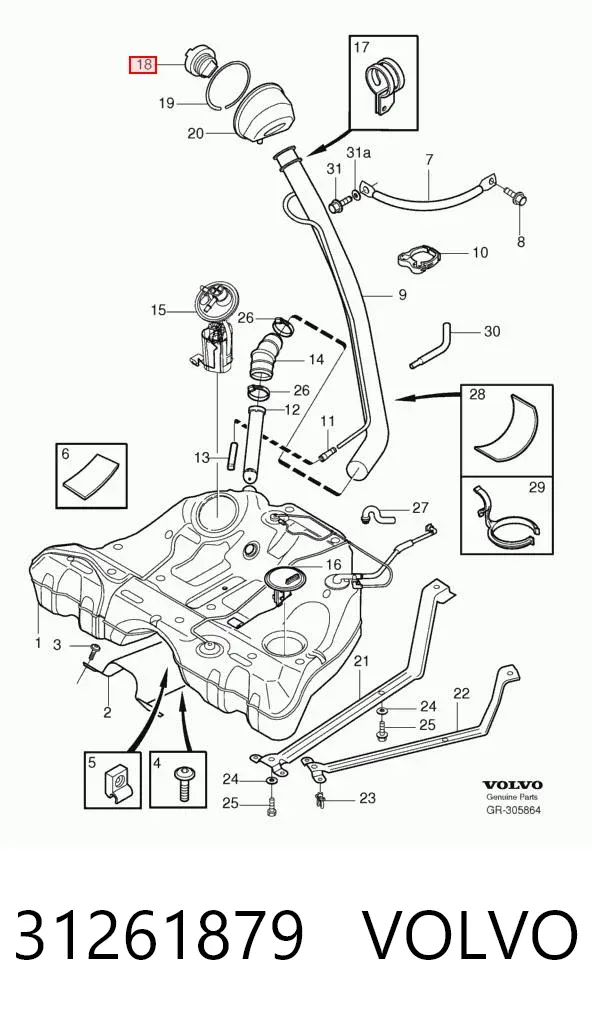 Korek wlewu paliwa 31261879 Volvo