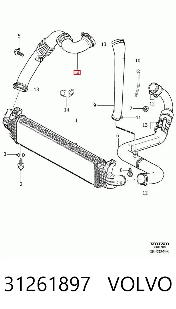 Przewód (króciec) intercoolera 31261897 Volvo