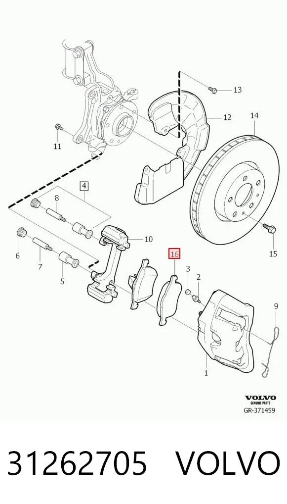 Klocki hamulcowe przednie tarczowe 31262705 Volvo