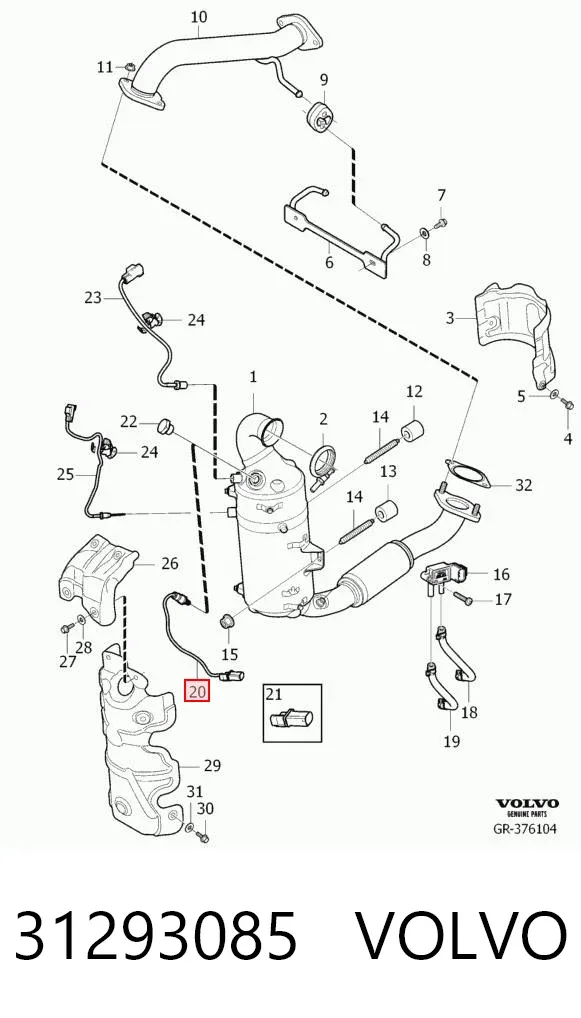 Sonda lambda czujnik tlenu przed katalizatorem 31293085 Volvo