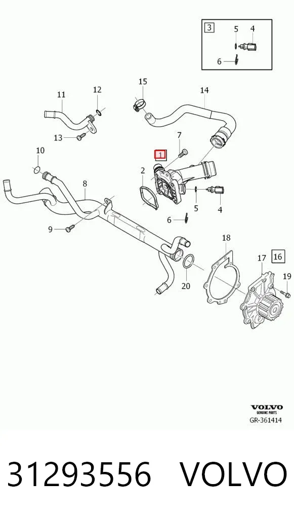 Obudowa termostatu 31293556 Volvo