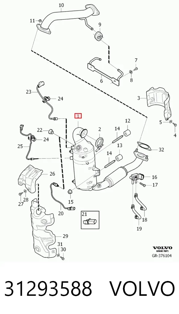 Filtr cząstek stałych układu wydechowego 31293588 Volvo