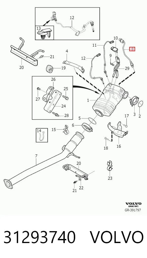 Sonda lambda czujnik tlenu przed katalizatorem prawy 31293740 Volvo
