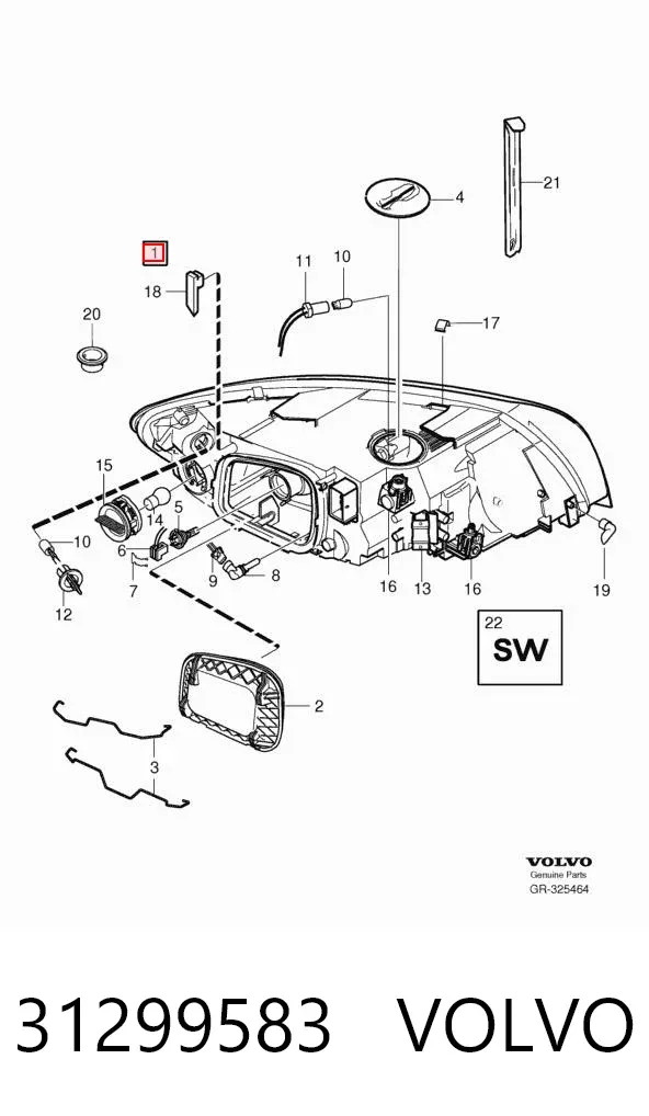 Reflektor lewy 31299583 Volvo
