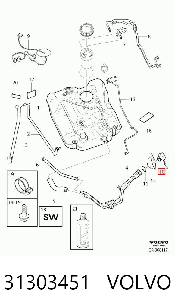 Korek wlewu paliwa Volvo V50 MW