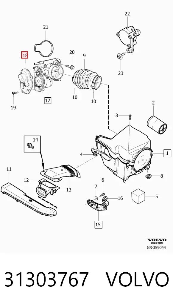 Czujnik położenia przepustnicy (potencjometr) 31303767 Volvo