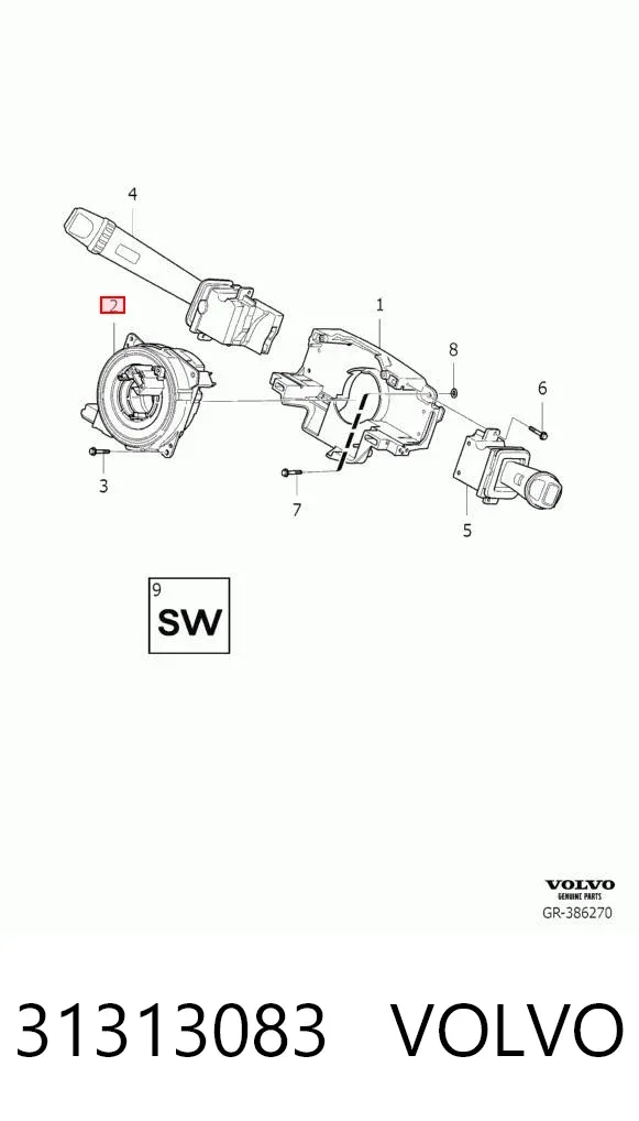 Pierścień kontaktowy AIRBAG, taśma kierownicy 31313083 Volvo