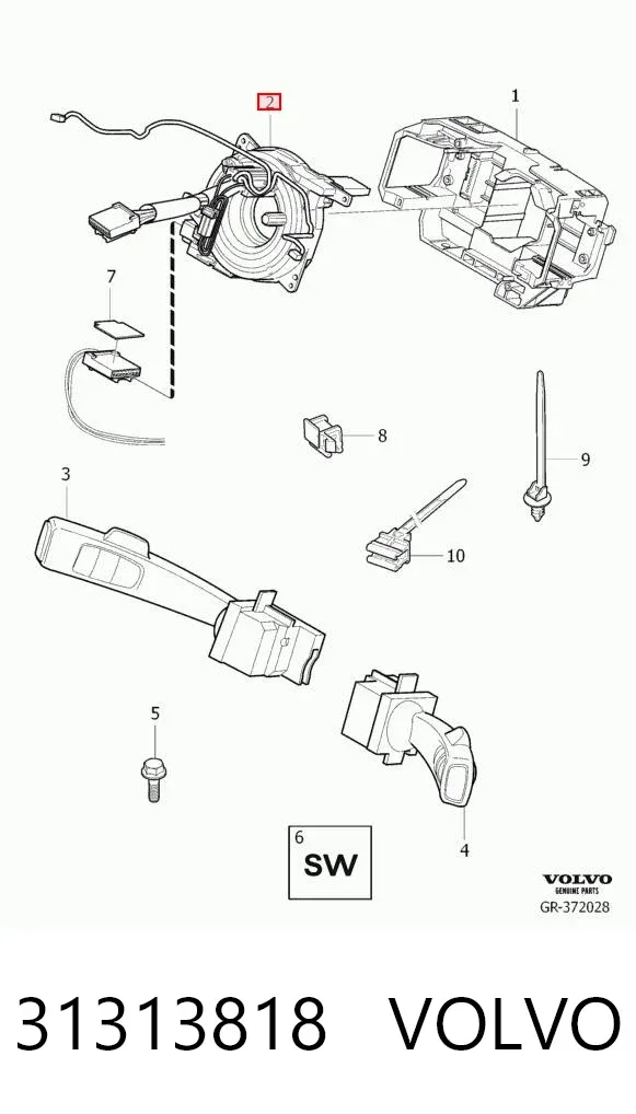 Pierścień kontaktowy AIRBAG, taśma kierownicy 31313818 Volvo