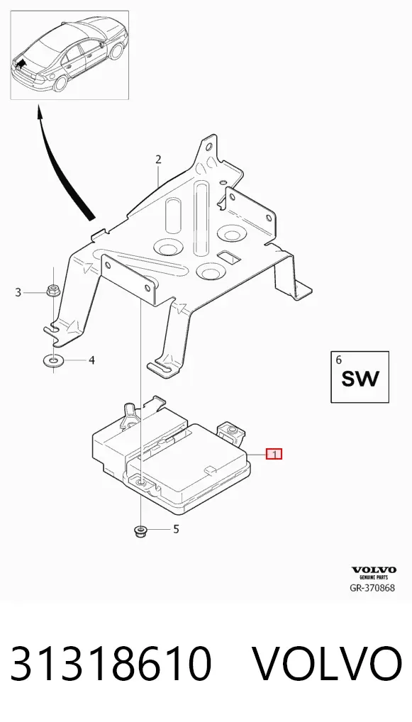 Sterownik elektromechanicznego hamulca postojowego (ręcznego) 31318610 Volvo