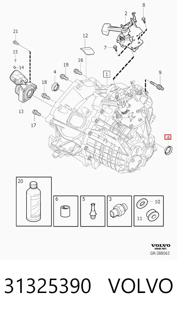 Uszczelniacz półosi mostu przedniego 31325390 Volvo