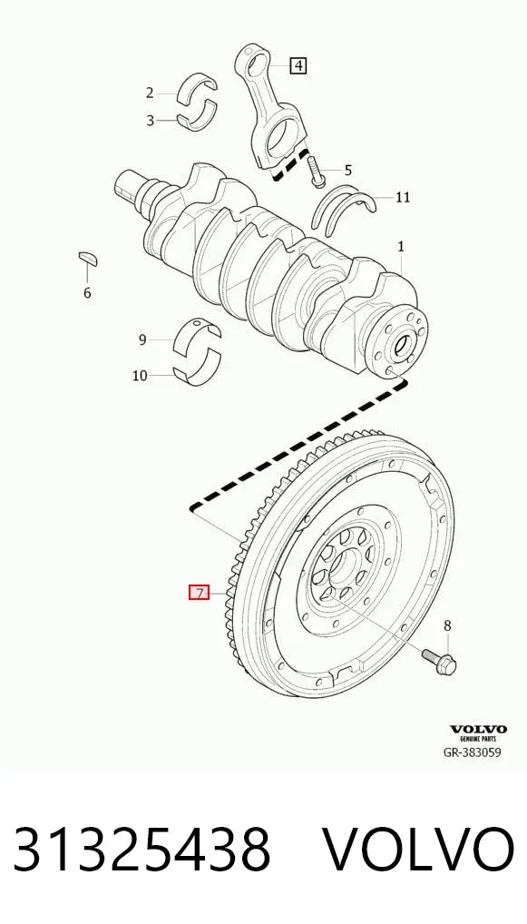 Koło zamachowe silnika 31325438 Volvo