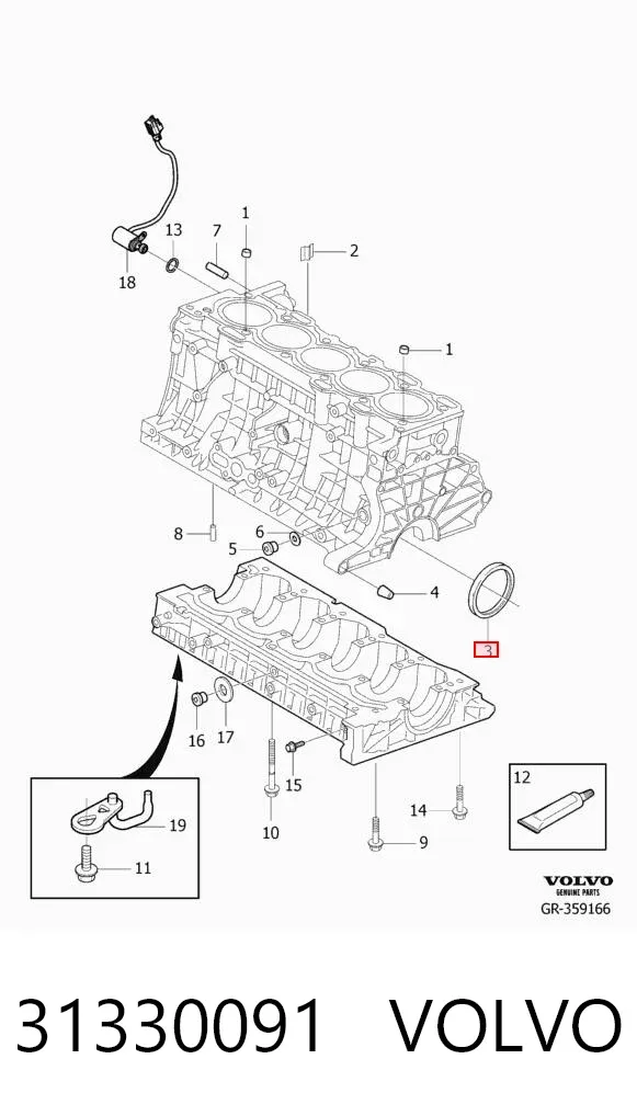 Uszczelniacz wałka rozrządu silnika Volvo S60 II