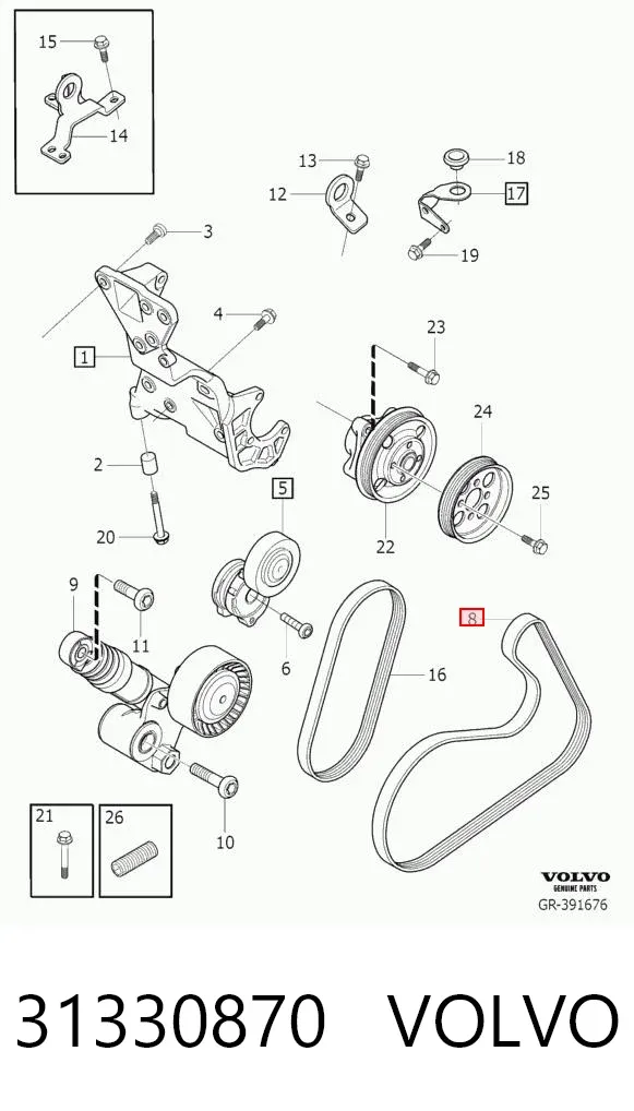 Pas napędowy mechanizmów 31330870 Volvo