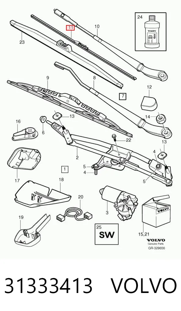 Pióro wycieraczki szyby przedniej, zestaw (2 szt.) 31333413 Volvo