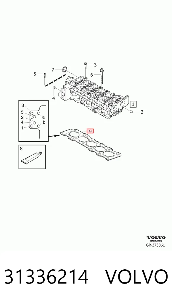 Uszczelka głowicy cylindrów 31336214 Volvo