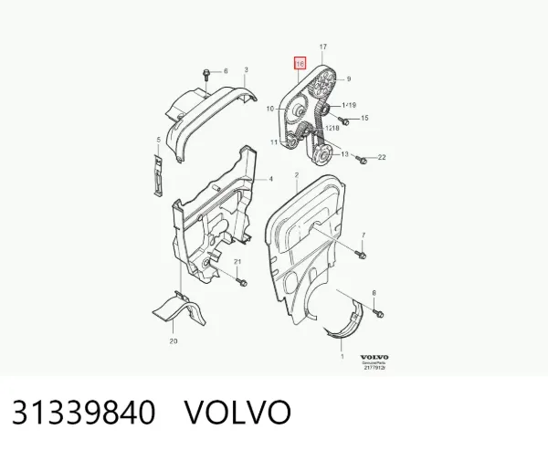Pasek rozrządu, zestaw 31339840 Volvo