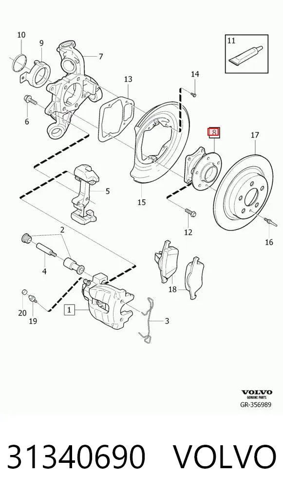 Piasta tylna 31340690 Volvo