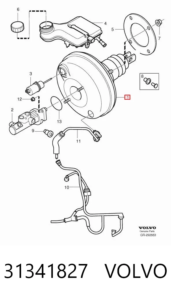 Wzmacniacz próżniowy hamulców 31341827 Volvo