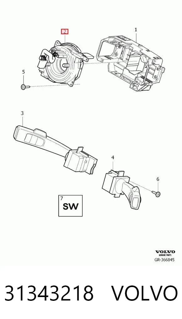 Pierścień kontaktowy AIRBAG, taśma kierownicy 31343218 Volvo