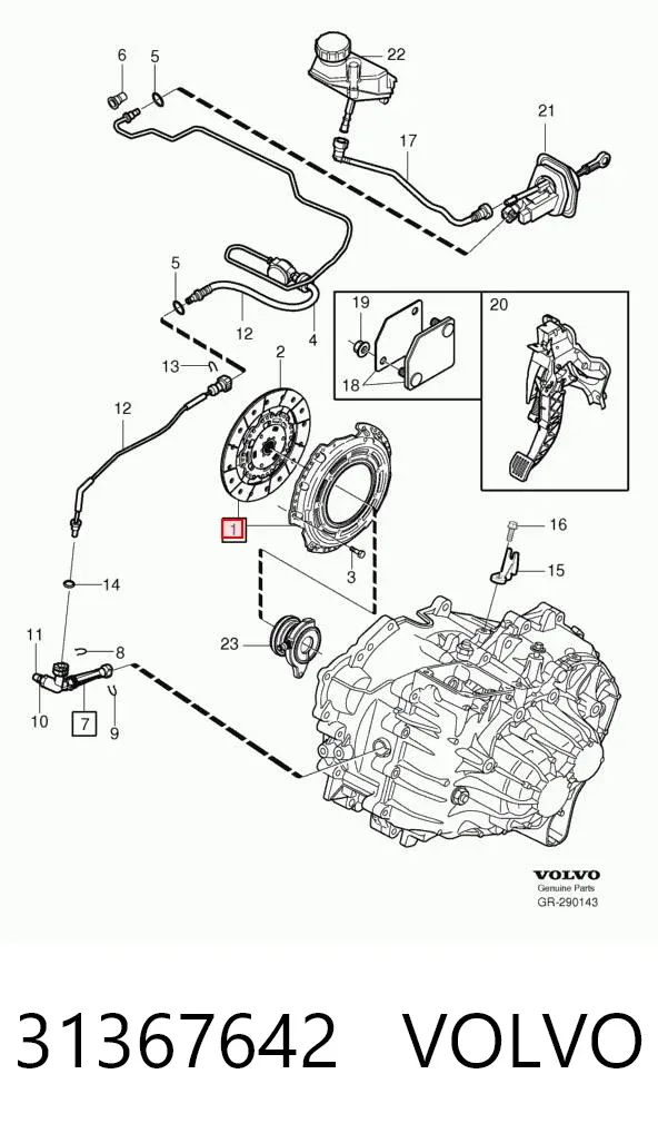 Zestaw sprzęgła (3 części) 31367642 Volvo