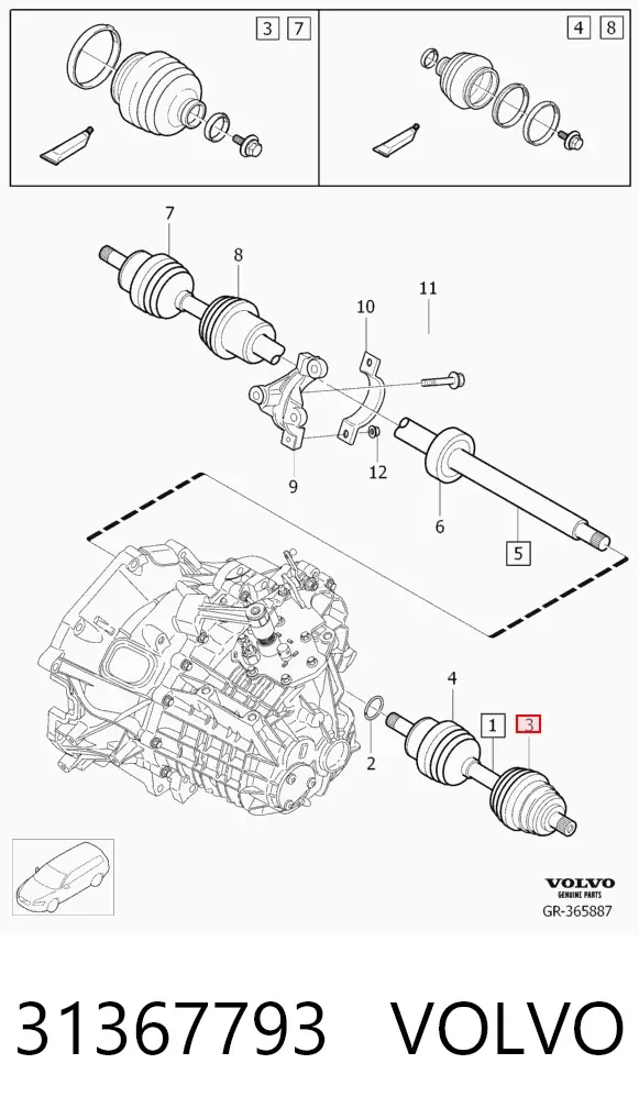 Osłona przegubu homokinetycznego półosi przedniej zewnętrzna 31367793 Volvo
