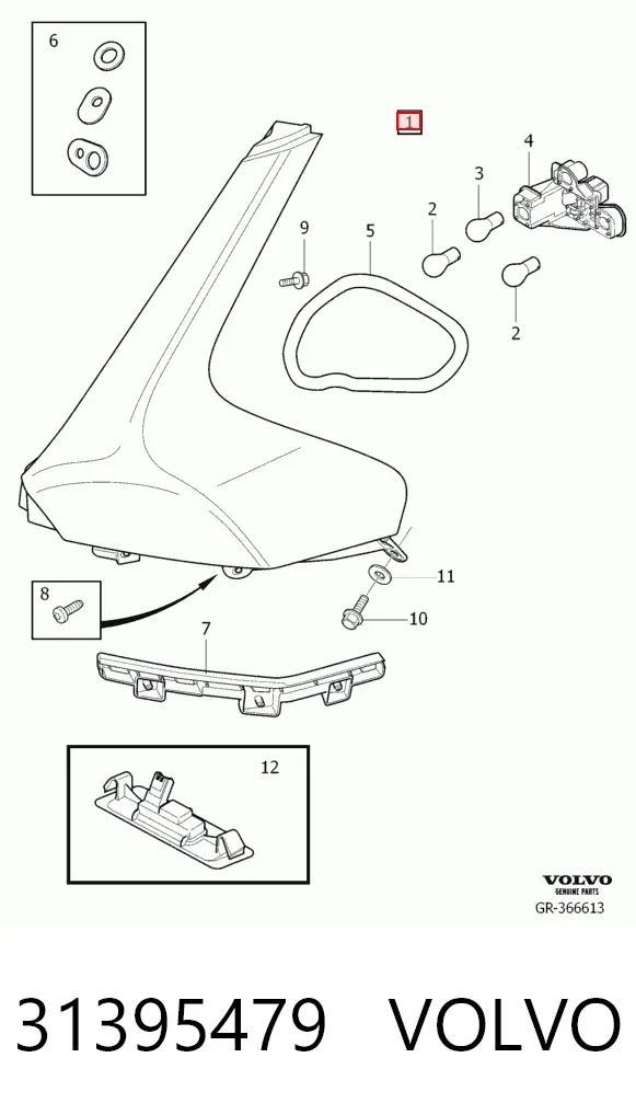 Lampa zespolona tylna prawa 31395479 Volvo