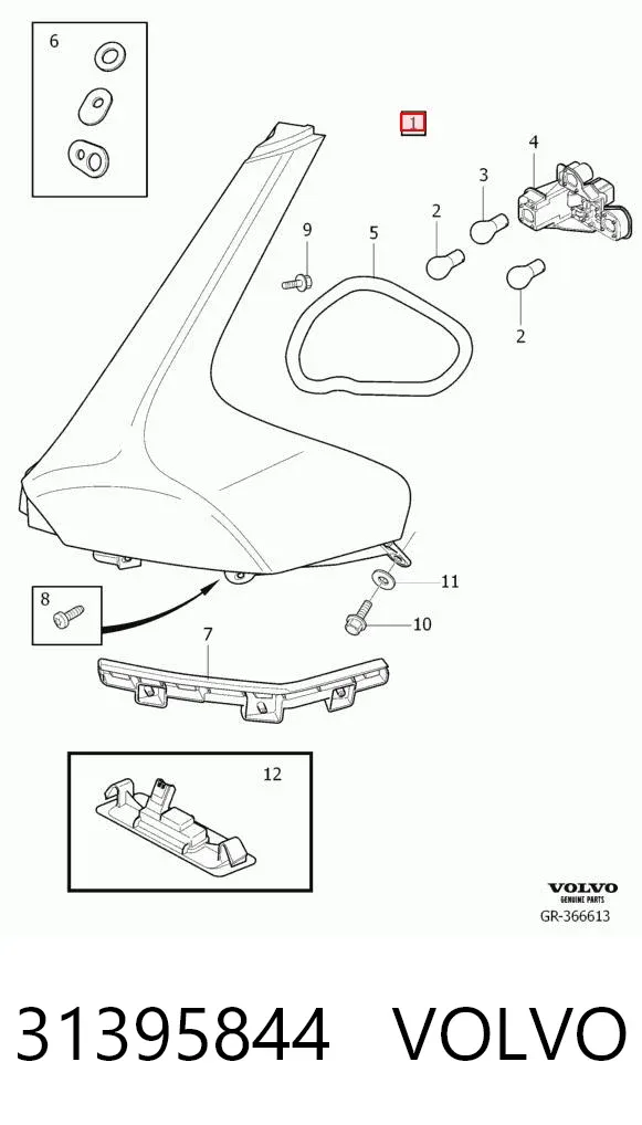 Lampa zespolona tylna lewa 31395844 Volvo