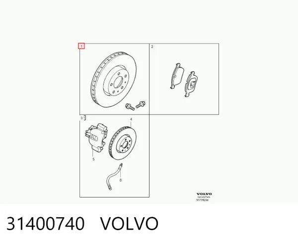 Tarcza hamulcowa przednia 31400740 Volvo