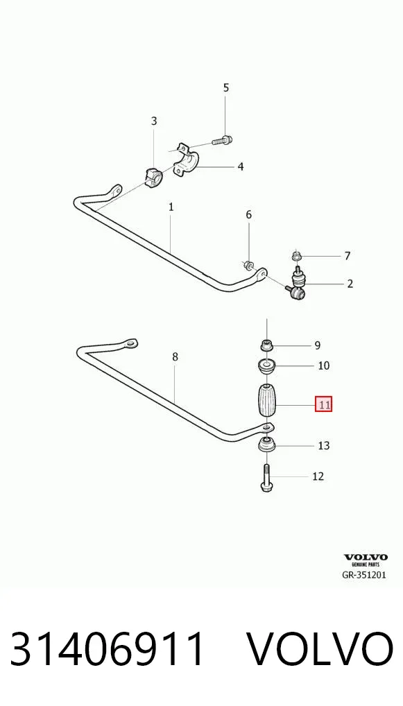 Łącznik stabilizatora tylnego 31406911 Volvo