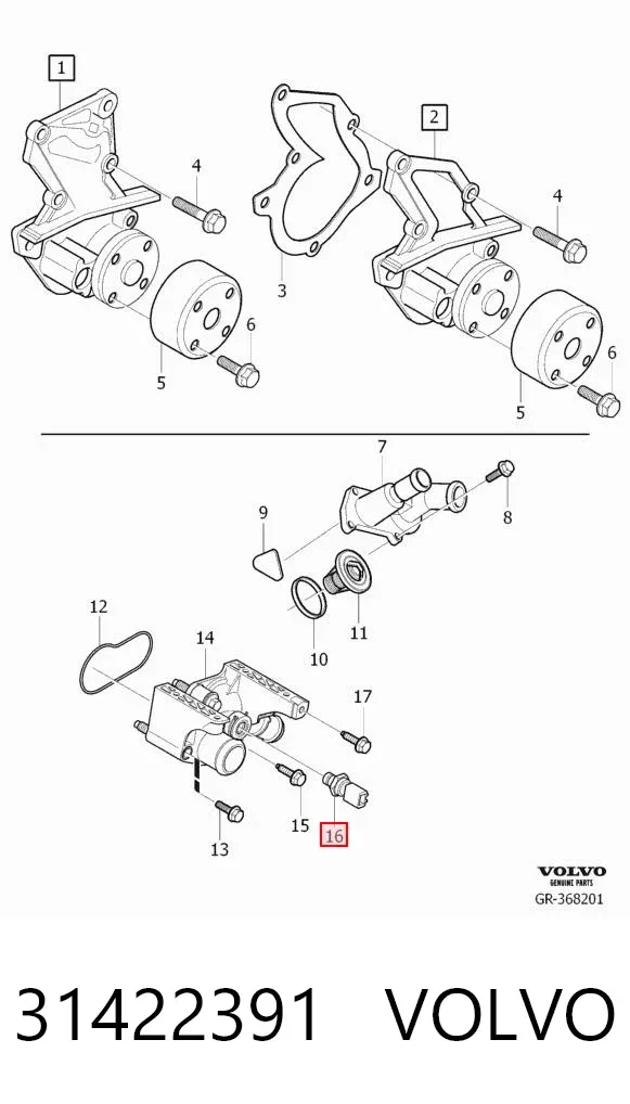 Czujnik temperatury płynu chłodzącego 31422391 Volvo