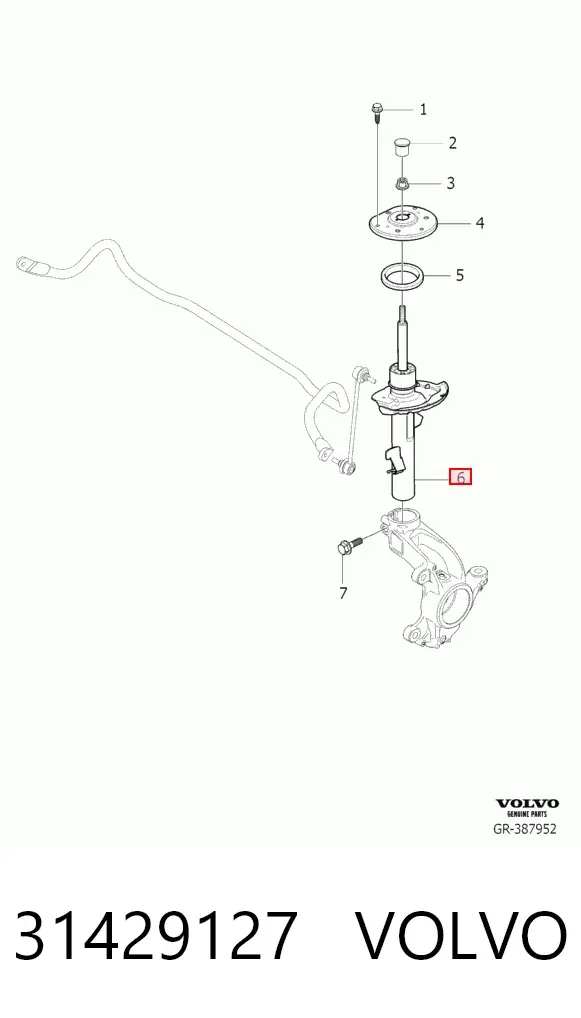 Amortyzator przedni prawy 31429127 Volvo