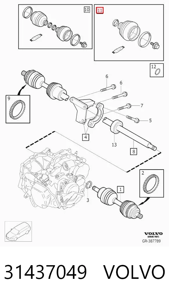 Osłona przegubu homokinetycznego półosi przedniej zewnętrzna 31437049 Volvo