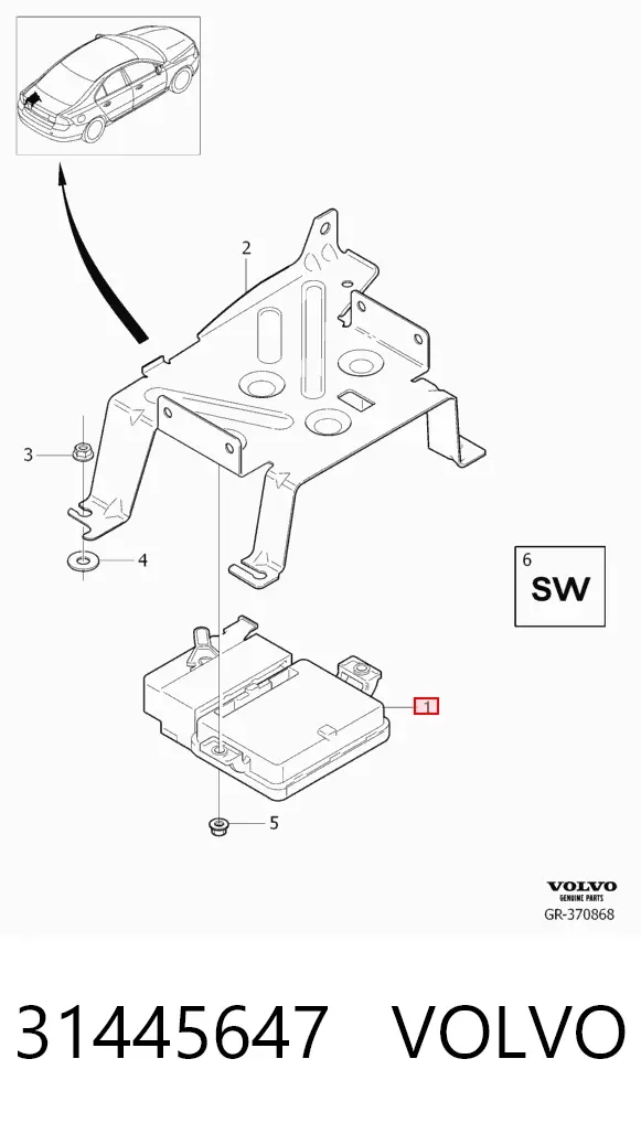 Sterownik elektromechanicznego hamulca postojowego (ręcznego) 31445647 Volvo