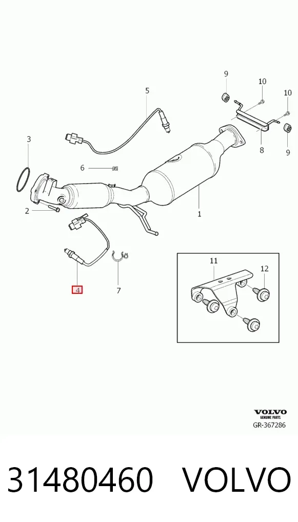 Sonda lambda czujnik tlenu przed katalizatorem 31480460 Volvo